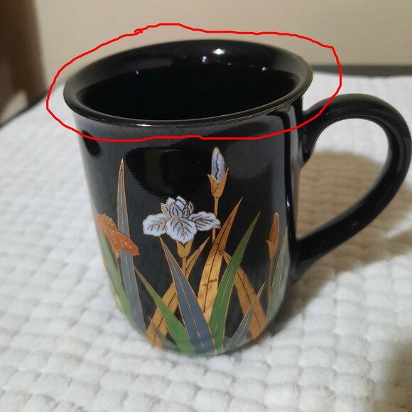 Otagiri - Vintage Iris Mug/Cup Pair - Black and Gold Trim - Picture 4 of 7